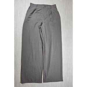 Feiersi Women's Gray Rayon Blend Wide-Leg Dress Pants High-Rise Elastic Waist M